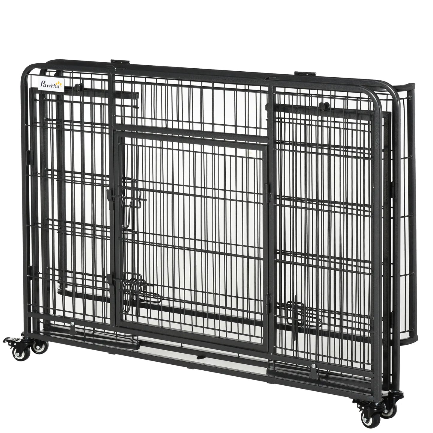 Heavy Duty Folding Dog Crate, Large Size 43" x 28" x 31", Double Doors, Lockable Wheels Tray Houses, Kennels & Pens at Gallery Canada