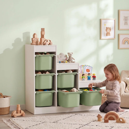 3 Layers Toy Storage Organizer, 6 Plastic Bins, Green Baby & Kids Storage White, Green at Gallery Canada