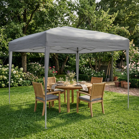 10 x 10ft Folding Pop Up Tent, Outdoor Gazebo Canopy, Grey Pop Up Canopies Grey at Gallery Canada