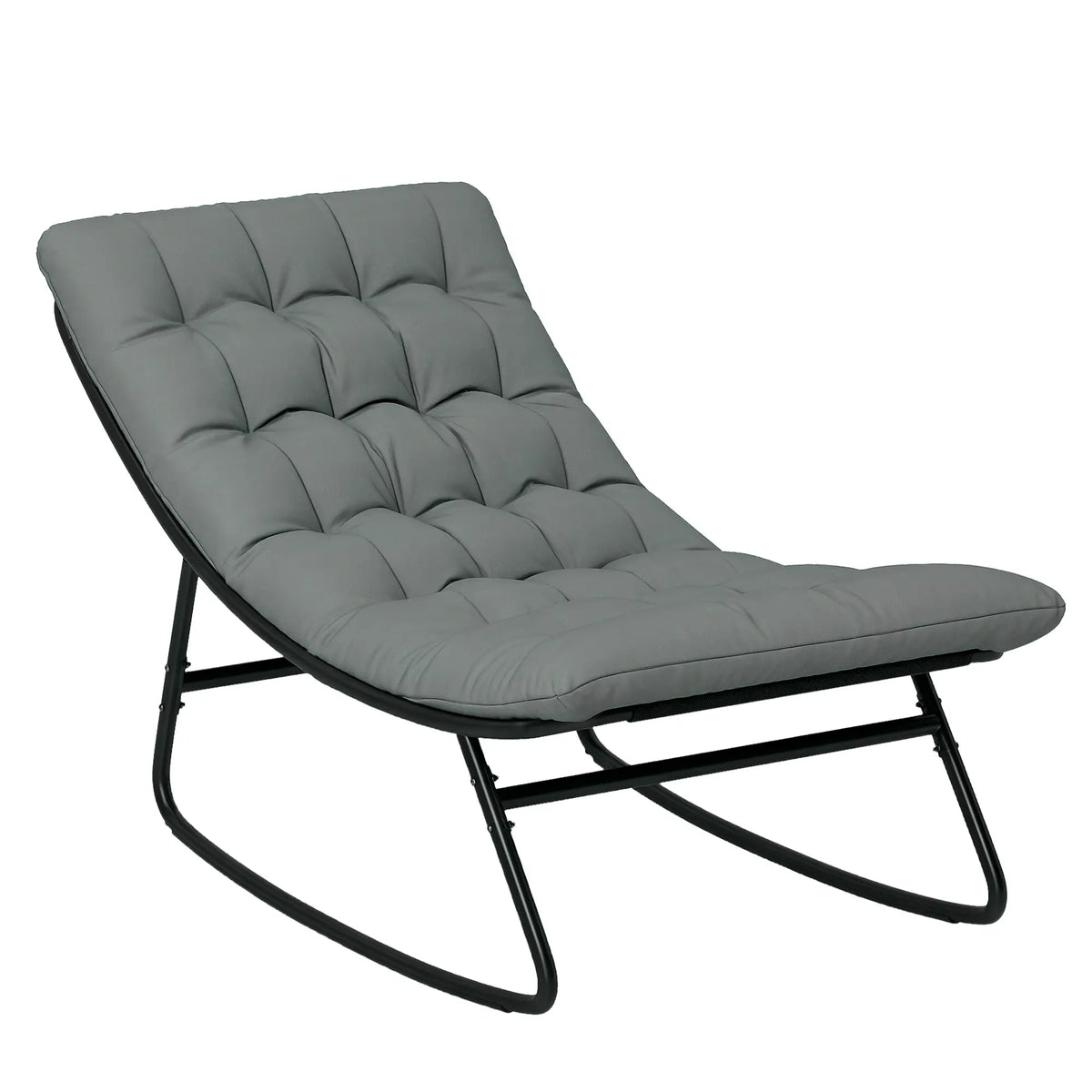 Outdoor Rocking Chair with Cushion, Steel Frame, Grey Outdoor Rocking Chairs at Gallery Canada