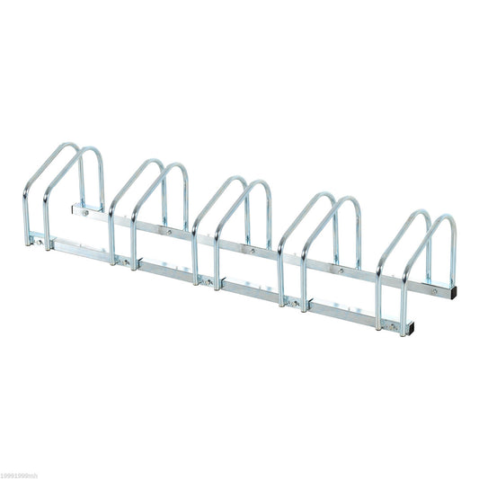 5-Bike Bicycle Floor Parking Rack Cycling Storage Stand Ground Mount Garage Organizer for Indoor and Outdoor Use - Gallery Canada