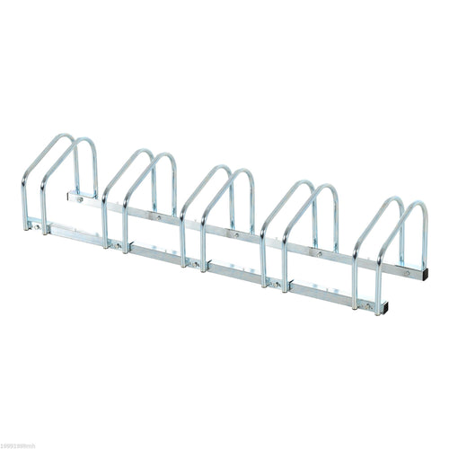 5-Bike Bicycle Floor Parking Rack Cycling Storage Stand Ground Mount Garage Organizer for Indoor and Outdoor Use