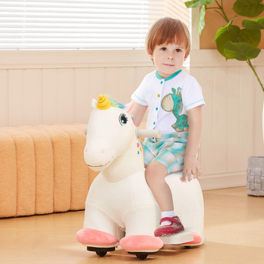 6V Ride On Unicorn, Battery Powered Kids Pony, 18-36 Months, White Rocking Horses White at Gallery Canada