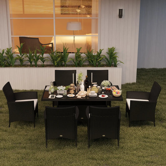 Garden Dining Set with Cushions Outdoor Dining Sets Black, Beige at Gallery Canada