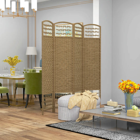 4 Panel Folding Room Divider, Portable Privacy Screen, Natural Room Dividers Natural at Gallery Canada