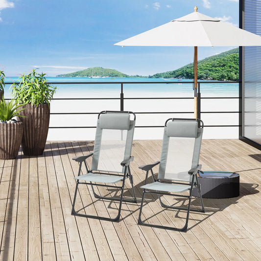 4 Camping Chairs, Adjustable Backrest, Removable Headrest, Grey Patio Chairs Grey at Gallery Canada