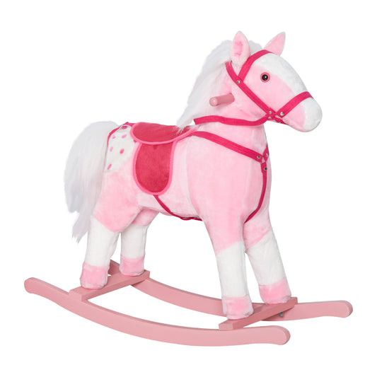 Rocking Horse Plush Pony Children Kid Ride on Toy w/ Realistic Sound (Light Pink) at Gallery Canada