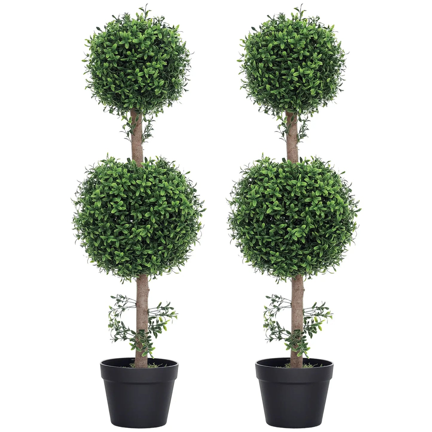 2 Pack 36.1" Artificial Boxwood Topiary Ball Trees, With Pot, Green Artificial Trees at Gallery Canada
