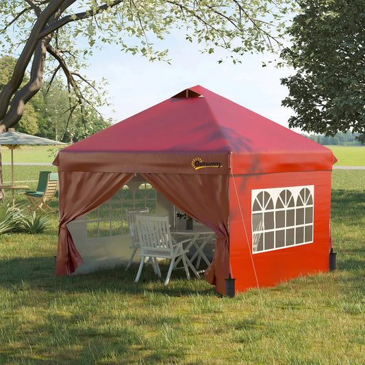 10' x 10' Pop Up Canopy Tent, Instant Sun Shelter, Red Pop Up Canopies Red at Gallery Canada