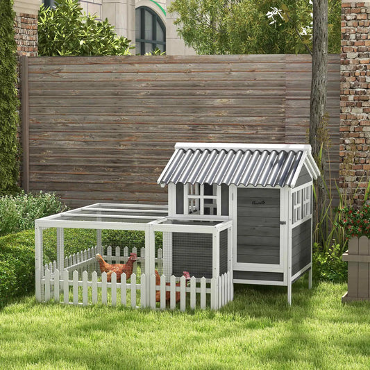 Wooden Chicken Coop with Run, 3-4 Chickens, Bunnies, Ducks Chicken Coops Charcaol Grey at Gallery Canada