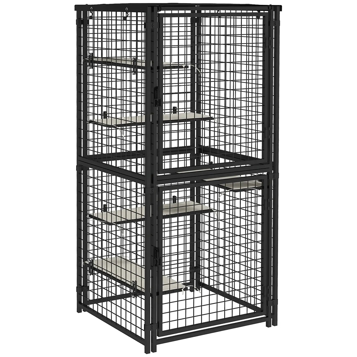 Multi-Level Cat Cage, Outdoor Catio, Steel, UV Water Resistant Cover, 5 Platforms, Soft Pads, Black Outdoor Cat Enclosures at Gallery Canada