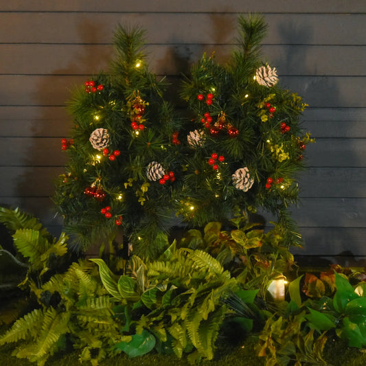 2.5ft Prelit LED Mini Christmas Tree, Pine Needles Pinecones Decor, Berry Pre Lit Christmas Trees Green at Gallery Canada