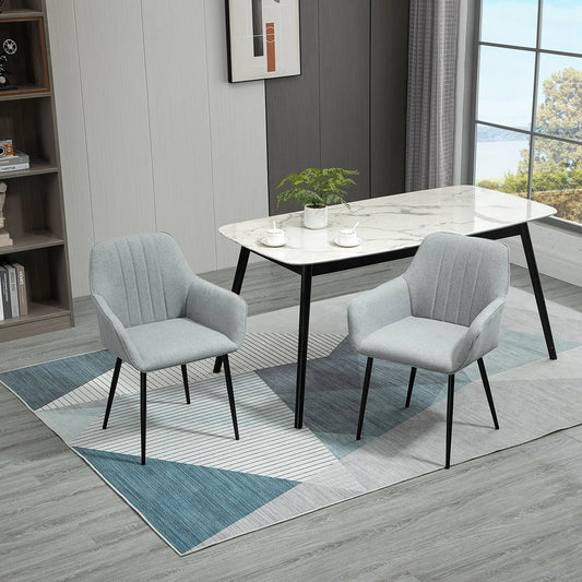 Upholstered Linen Dining Chairs, Set of 2, Metal Legs, Light Grey Bar Stools Light Grey at Gallery Canada