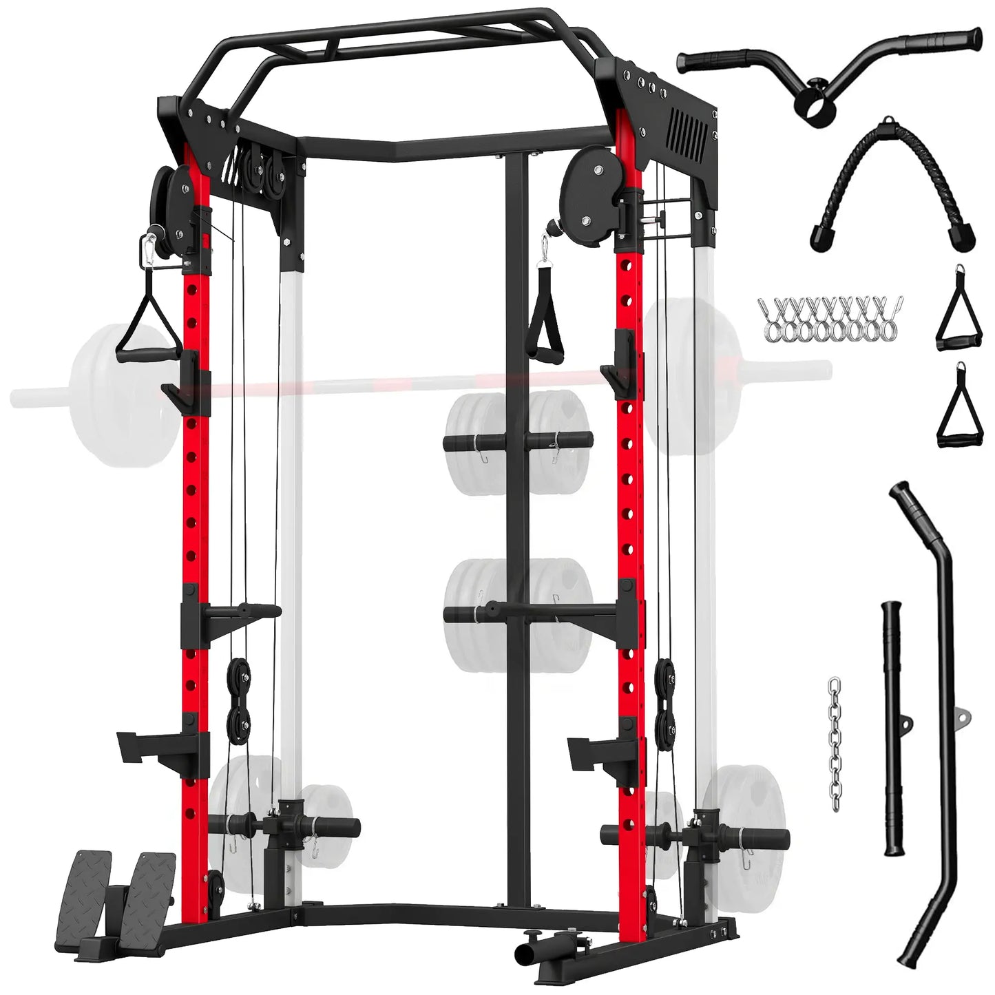 Power Cage Smith Machine, Adjustable Cable Pulley System, Pull-Up Bar, Dip Station, Landmine Power Towers at Gallery Canada
