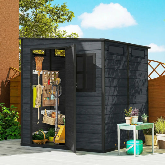 Outdoor Storage Shed, Lockable Door, Vents And Windows, Dark Grey Sheds Dark Grey, Black at Gallery Canada