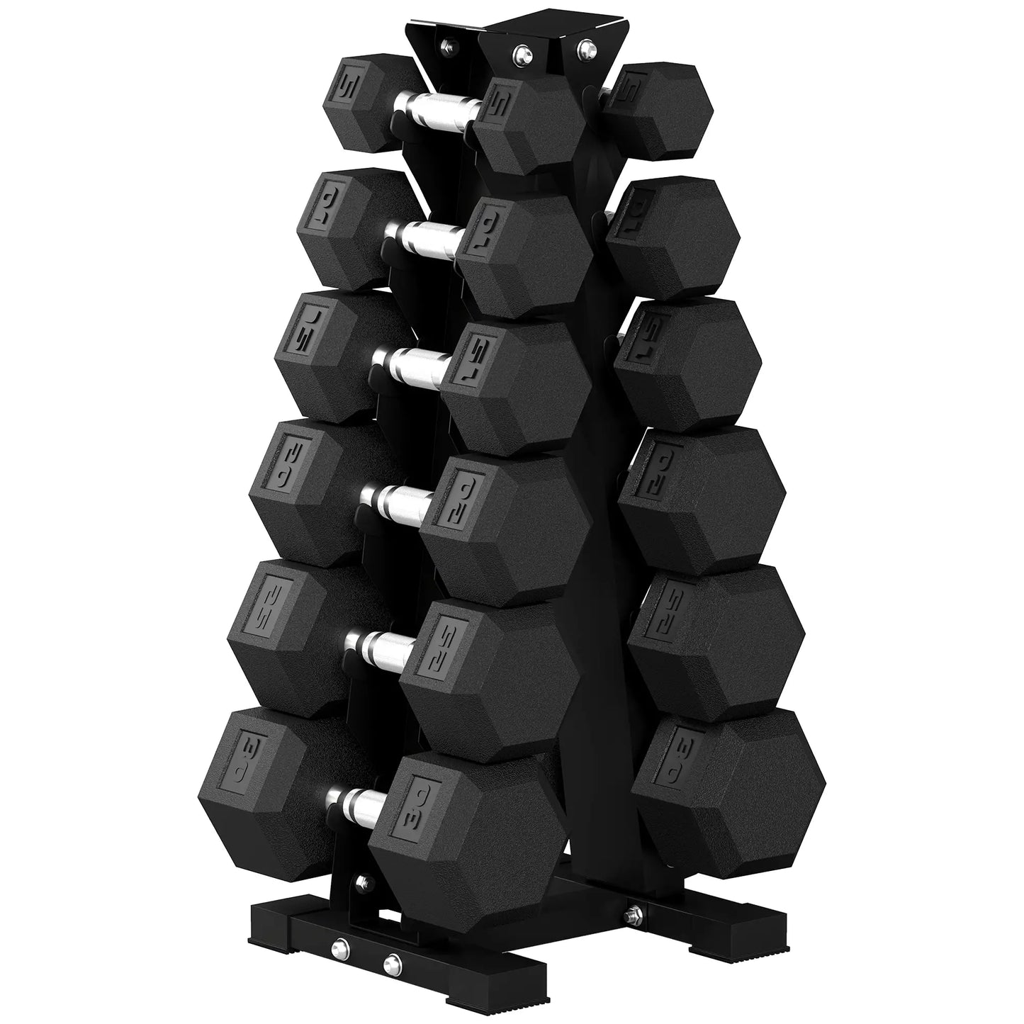 Hex Dumbbell Weight Set With Vertical Rack, 210lbs