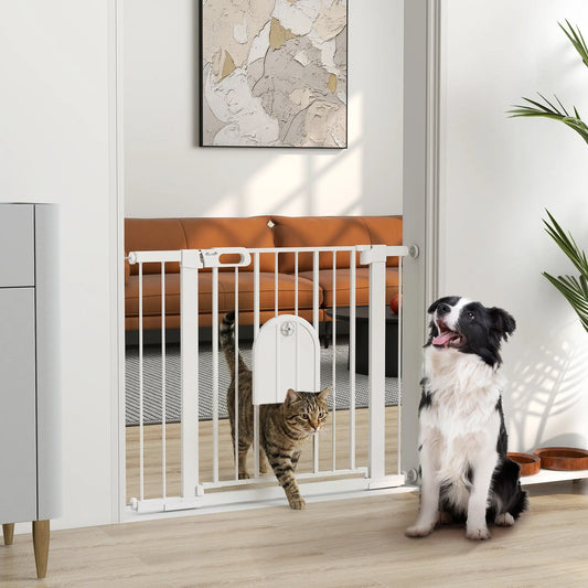 30"-41" Extra Wide Pet Gate, Small Door, 30"H, White Houses, Kennels & Pens White at Gallery Canada