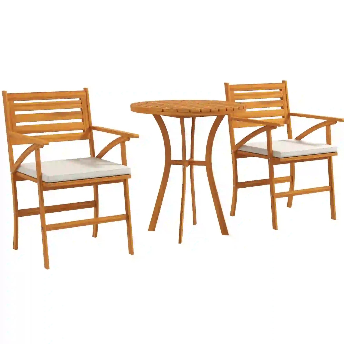 3 Piece Patio Set, Small Wooden Table and Chairs, Brown Bistro Sets at Gallery Canada