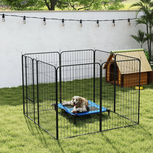 8 Panel Pet Playpen, Heavy Duty Metal, Foldable, Indoor Outdoor, 47"H Houses, Kennels & Pens Black at Gallery Canada
