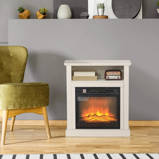 27" Freestanding Electric Fireplace, 1400W Heater with Timer, White Electric Fireplaces White at Gallery Canada