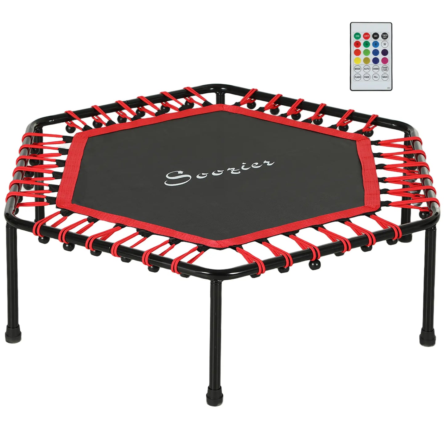 45" Rebounder Trampoline, Quiet Bungee with LED Lights, Red Trampolines at Gallery Canada