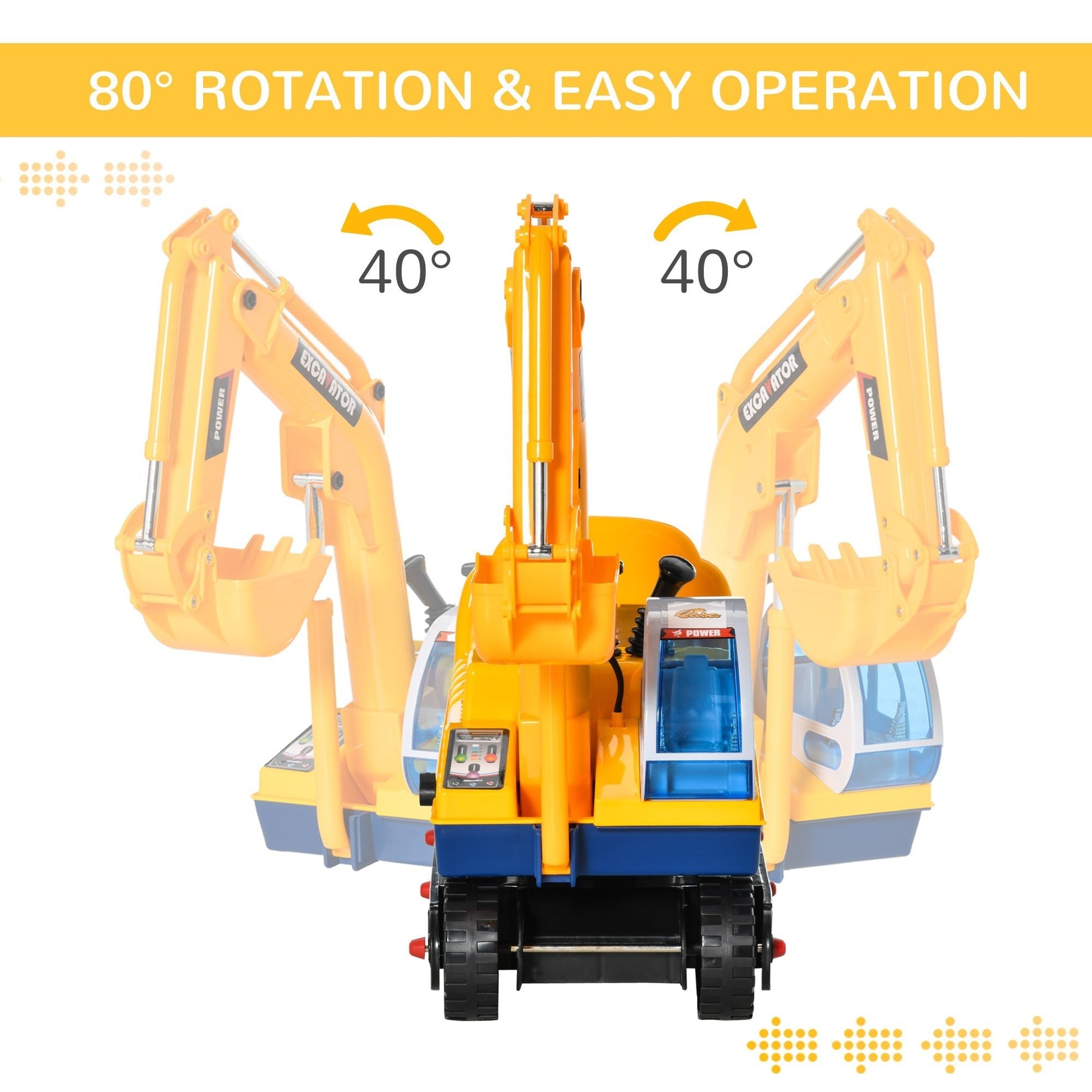 No Power Construction Ride on Excavator Digger Bulldozer Toy 80° Rotation w/ Electric Controllable Digging Bucket Safety Helmet for Ages 2-3 Years Old Yellow at Gallery Canada