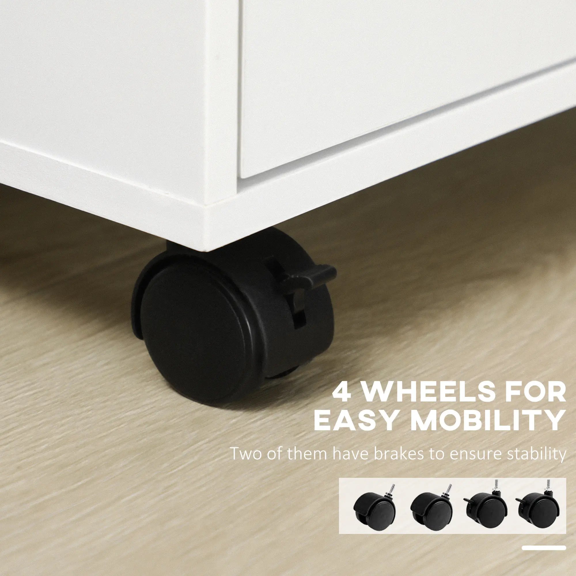 Vertical Filing Cabinet, Mobile 3 Drawers, 4 Shelves, White Office Cabinets & Cupboards at Gallery Canada