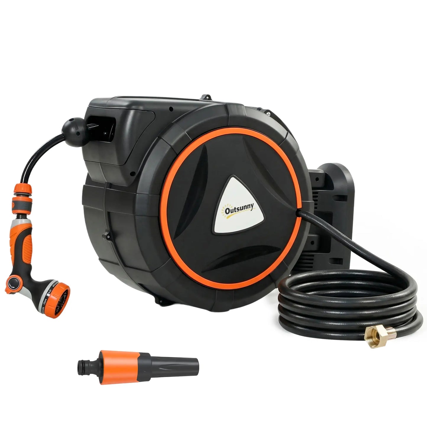 Retractable Garden Hose Reel, 1/2"x75.5ft Wall Mounted Hose Reel with 12-Pattern Nozzles, Auto Retraction, Self-Locking Garden Accessories at Gallery Canada