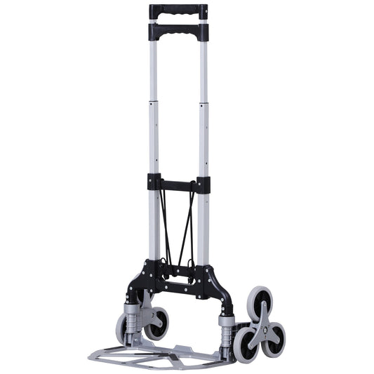 Stair Climbing Cart Portable Folding Hand Truck Aluminum Trolley Dolly with 6-Wheels and Fixed Rope, 154lbs Capacity for Home Office Travel Silver - Gallery Canada