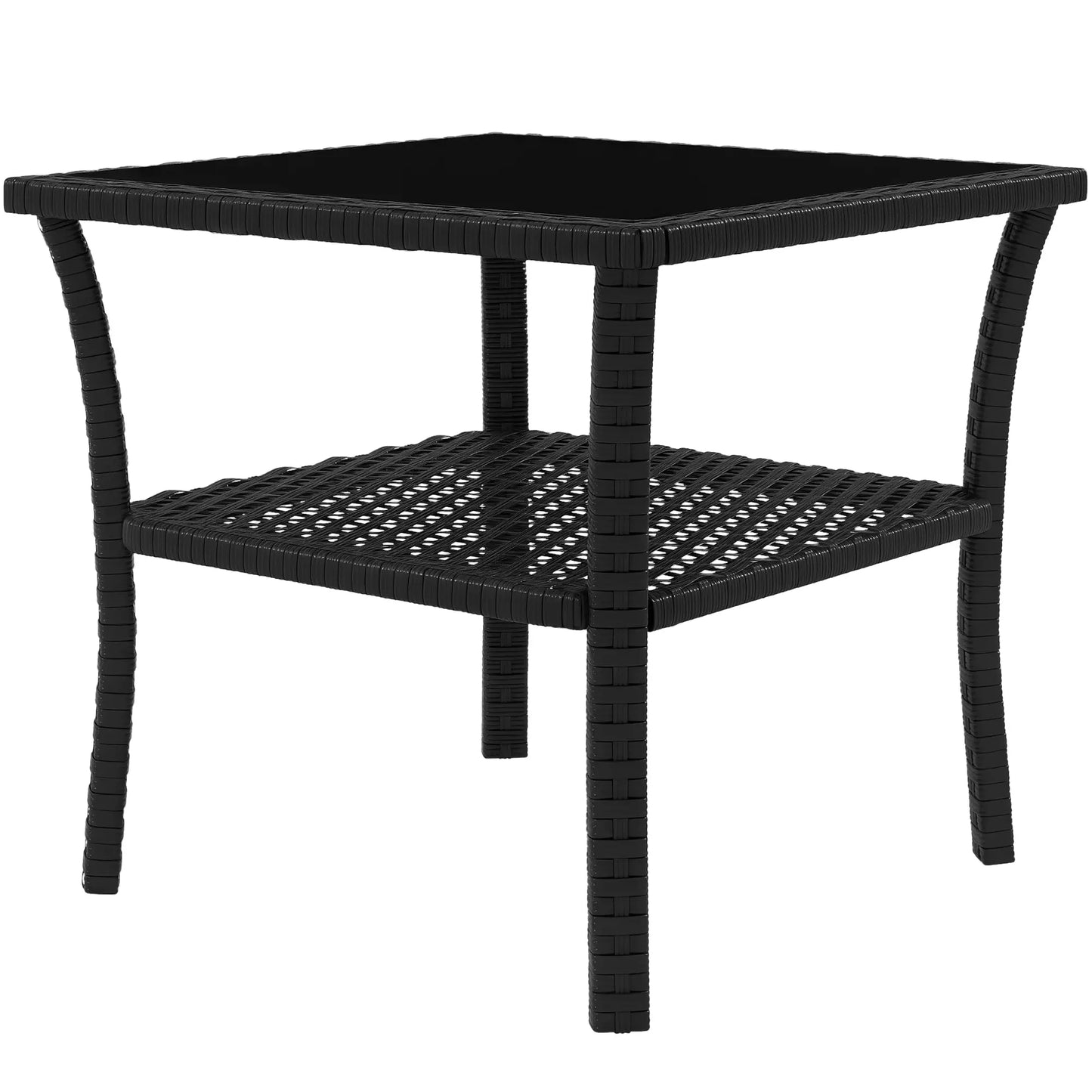 20" Patio Wicker Coffee Table, Outdoor PE Rattan Side Table, Black Patio Side Tables at Gallery Canada