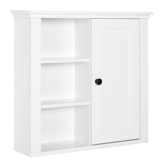 Bathroom Wall Cabinet, Wall Mounted Medicine Cabinet with 3 Open Shelves and Storage Cupboard for Laundry Room, White - Gallery Canada