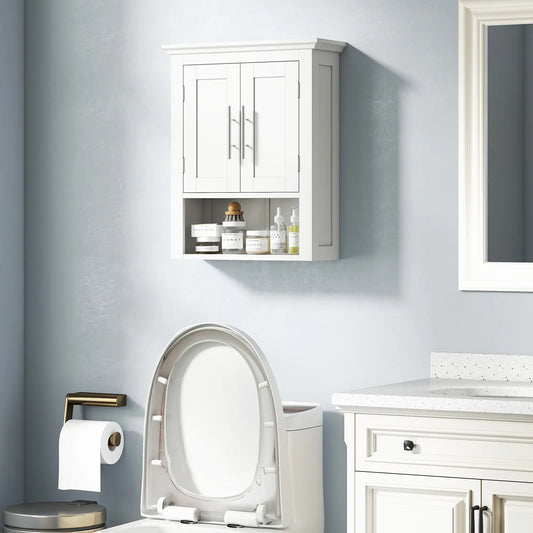 Bathroom Wall Cabinet, Medicine Cabinet with Shelf, White