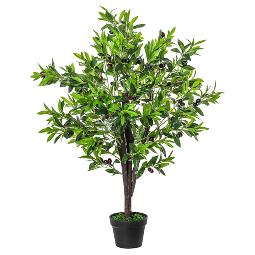 4FT Artificial Olive Tree, Faux Decorative Plant in Nursery Pot for Indoor or Outdoor Décor, Green