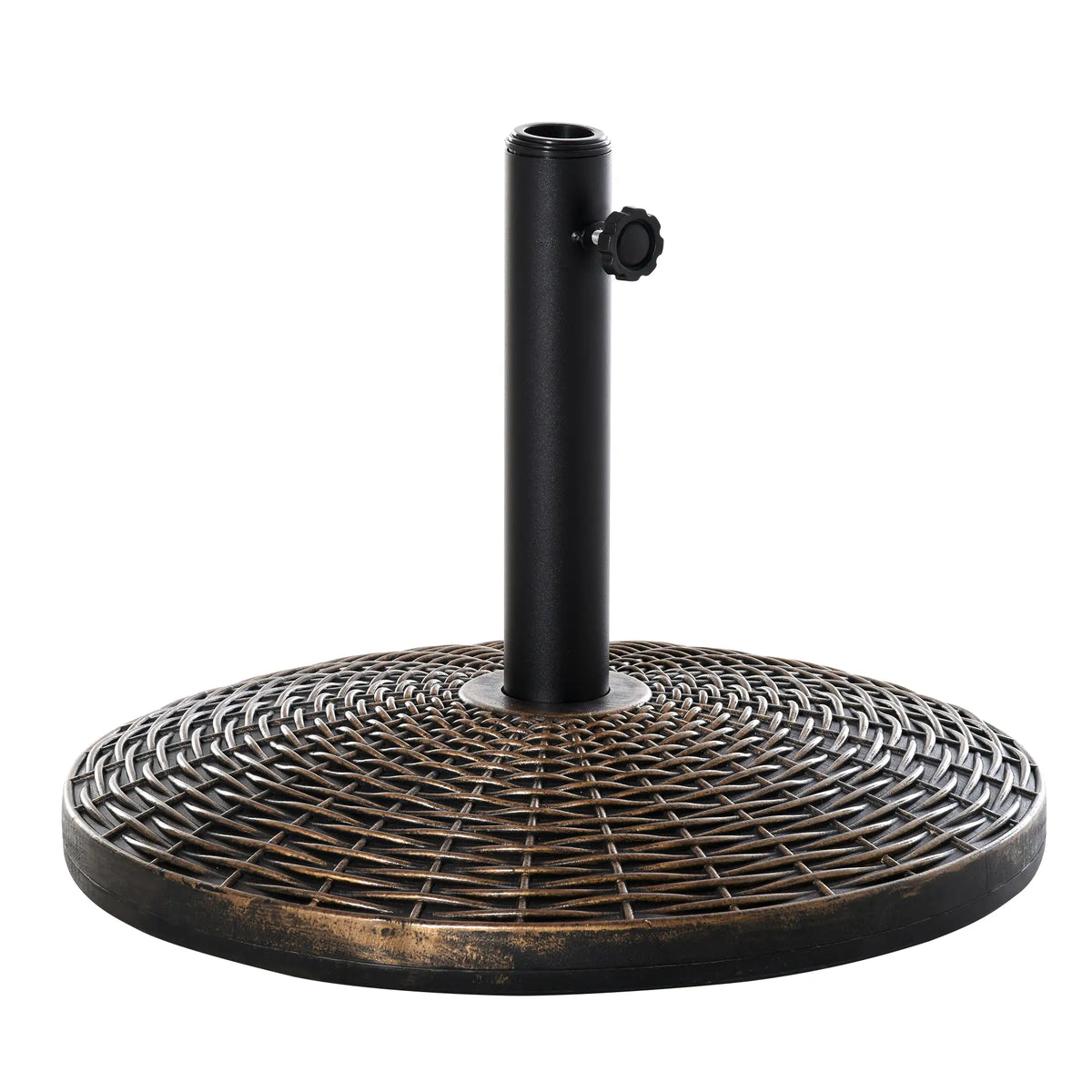 55 lbs 21" Heavy Duty Umbrella Base, Rattan Design, Bronze Umbrella Bases at Gallery Canada