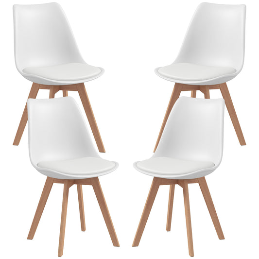 Modern Dining Table Chairs Set of 4, Rubber Wood Kitchen Table Chairs with PU Leather Cushion for Living Room, Bedroom