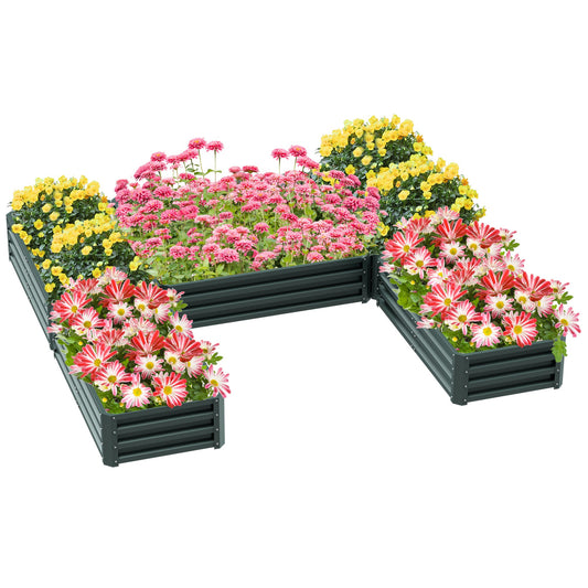 Steel Raised Garden Bed, Set of 5 Large Box Planters for Outdoor Plants Vegetables Flowers Herbs, 8x8x1ft, Green - Gallery Canada