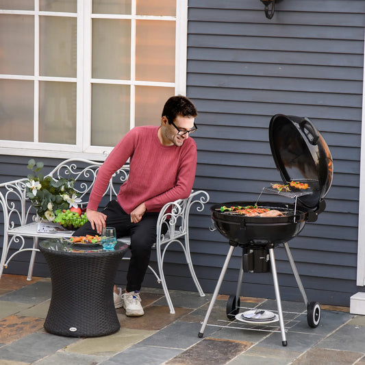 Portable Kettle Charcoal Grill, Outdoor BBQ Barbecue Charcoal BBQ Grils Silver and Black at Gallery Canada