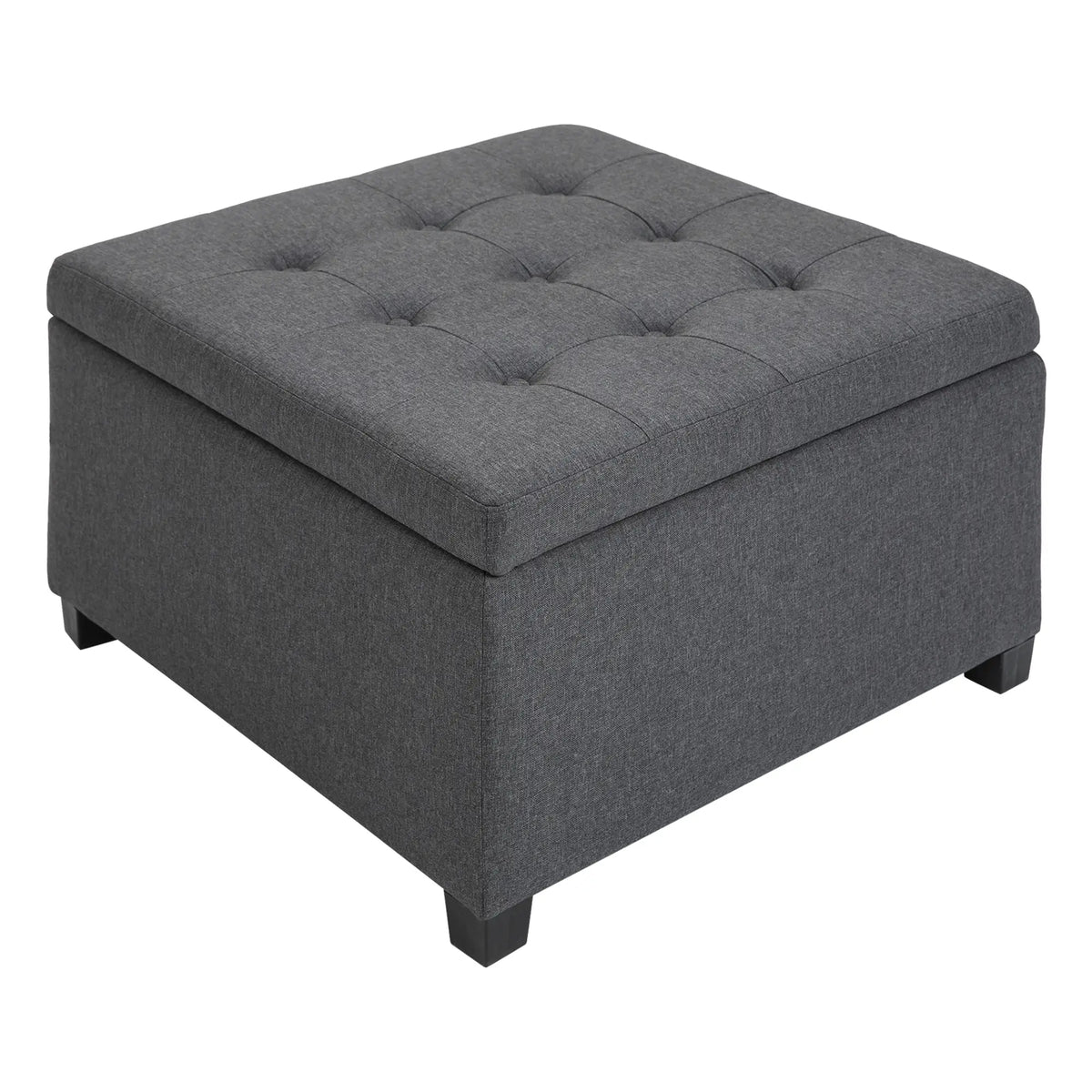 Tufted Storage Ottoman, Accent Bench Seat, Footrest Stool, Dark Grey, Dark Grey Storage Ottomans & Benches at Gallery Canada