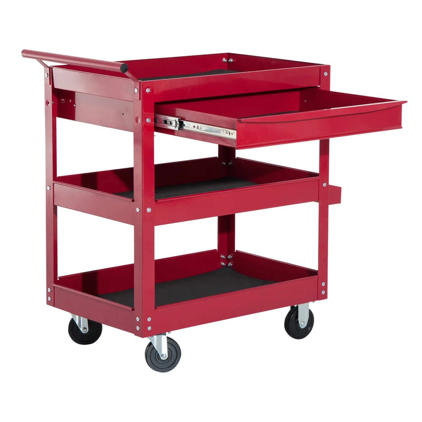 3-Tier Rolling Tool Cart, Drawer and Side Box, 132 LBS Capacity, Red Tool Organizers at Gallery Canada