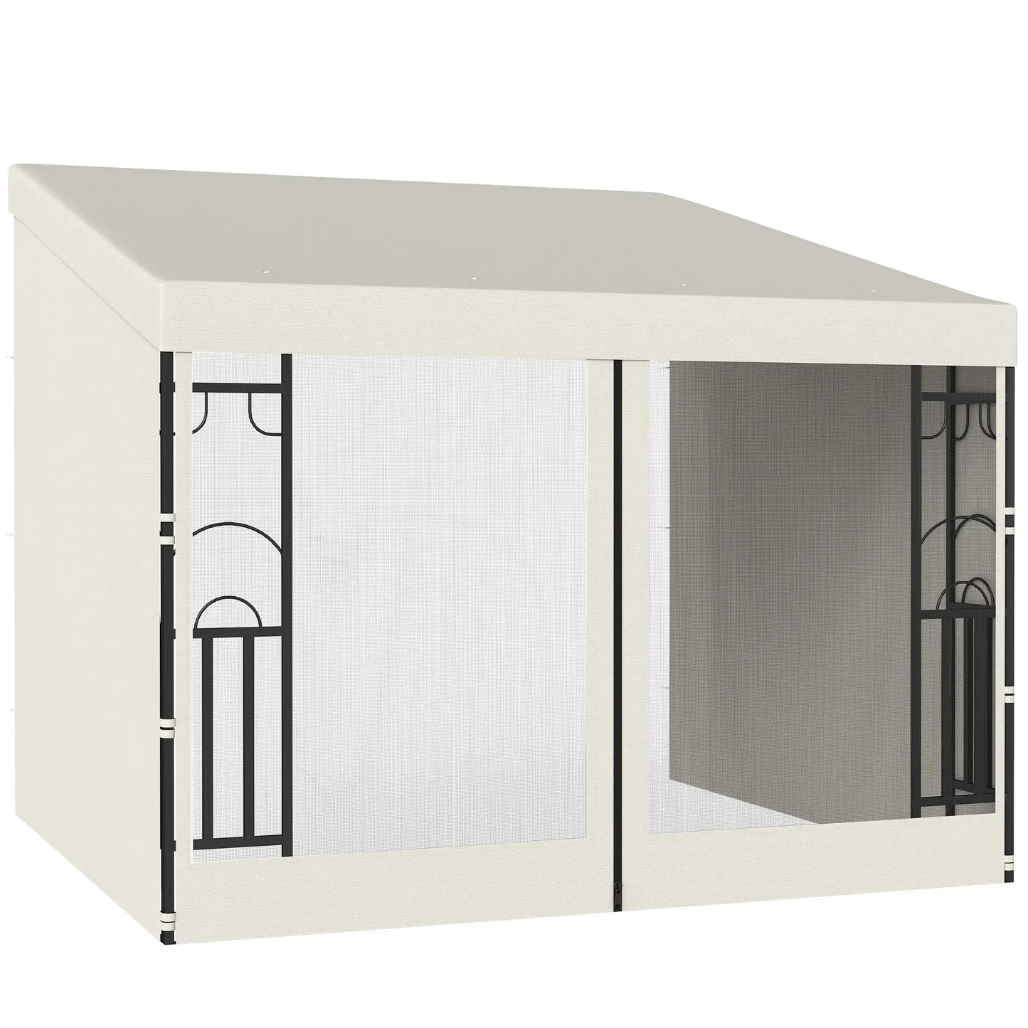 10' x 10' Wall Pergola, Outdoor Gazebo, 2 Curtains, 2 Nettings, Beige Pergolas at Gallery Canada