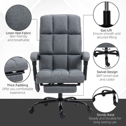 High-Back Vibration Massaging Office Chair, Reclining Office Chair with USB Port, Remote Control, Side Pocket and Footrest, Dark Grey at Gallery Canada