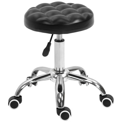Rolling Swivel Padded Salon Stool with Adjustable Height Wheeled Tattoo Massage Chair Beauty SPA Bar Seat with Thick Padded Black at Gallery Canada