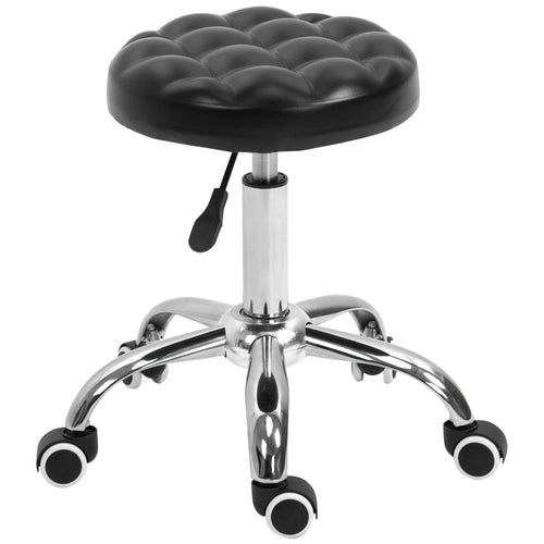 Rolling Swivel Padded Salon Stool with Adjustable Height Wheeled Tattoo Massage Chair Beauty SPA Bar Seat with Thick Padded Black