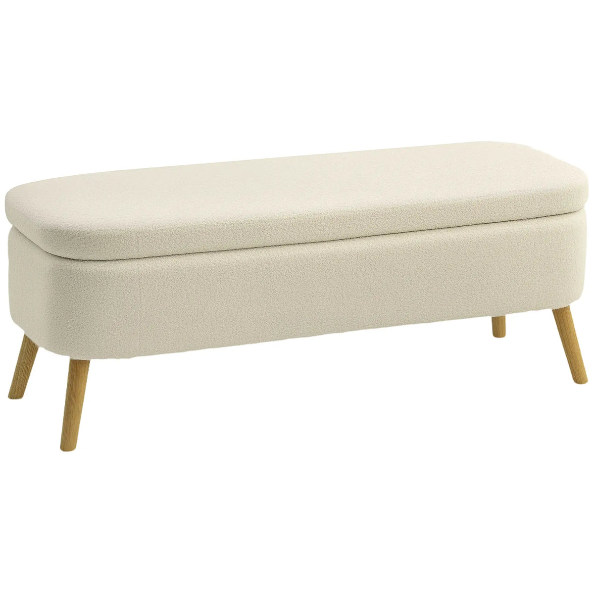 47 Inches Storage Ottoman Bench, Upholstered Teddy Fleece, Beige Storage Ottomans & Benches at Gallery Canada