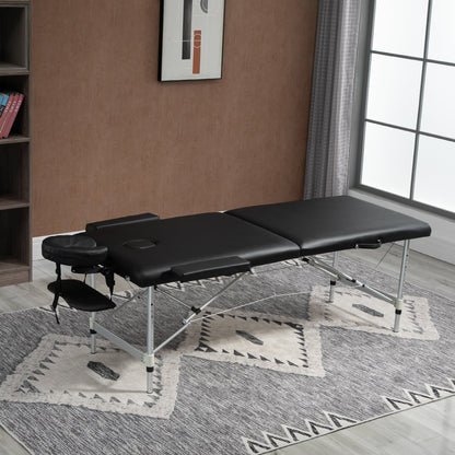 73" 2 Section Foldable Massage Table Professional Salon SPA Facial Couch Tatoo Bed with Carry Bag Black at Gallery Canada