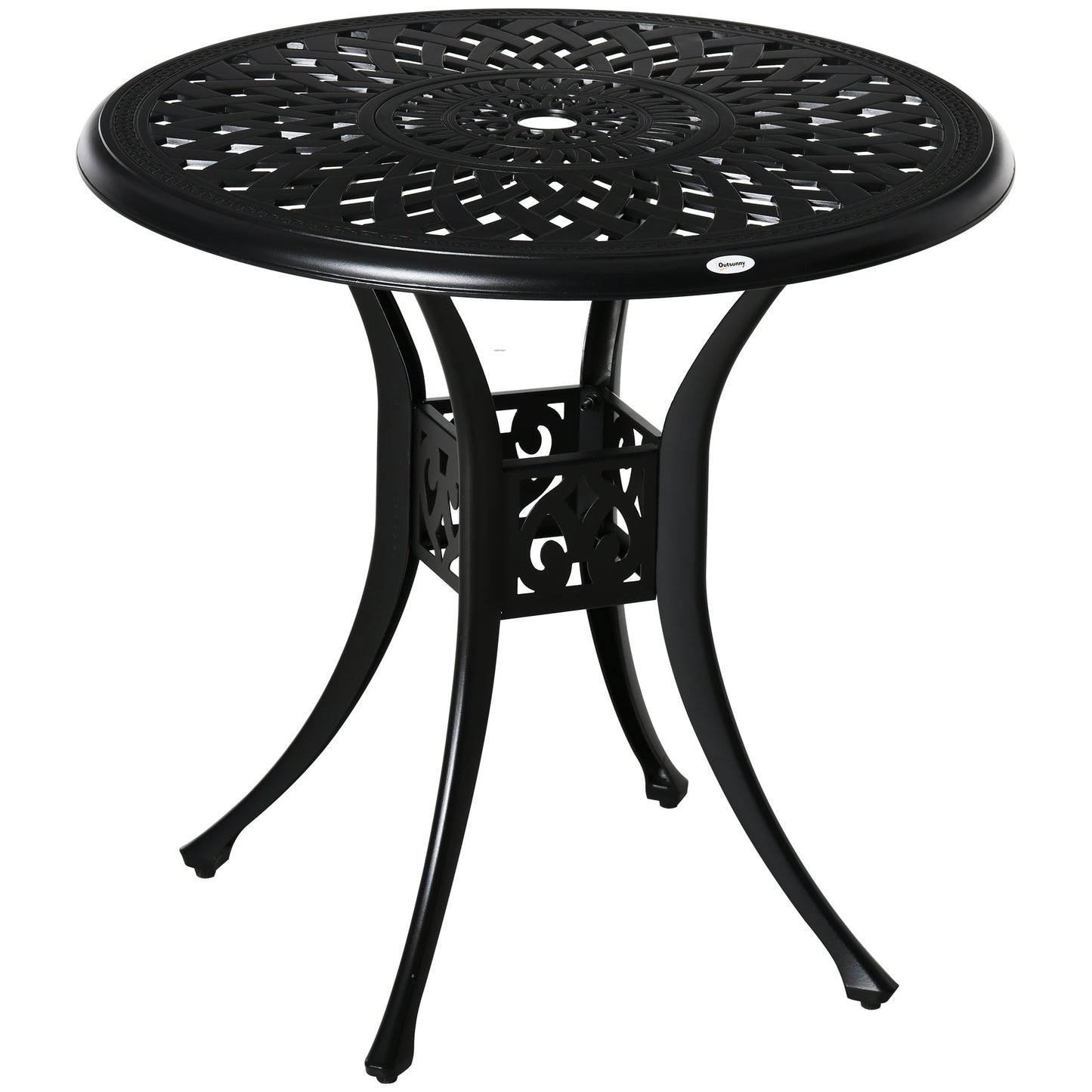 30-inch Round Patio Dining Table with Umbrella Hole Antique Cast Aluminium Outdoor Bistro Table, Black at Gallery Canada