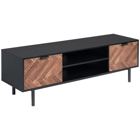 Modern TV Stand with Storage for TVs up to 60", Media Console with 2 Cupboards and Open Shelves, TV Unit for Bedroom, Living Room, Black at Gallery Canada