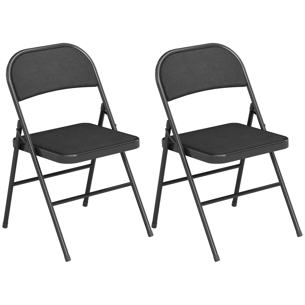 Metal Foldable Chairs, Set of 2, Linen Fabric Padded, Black Patio Chairs at Gallery Canada