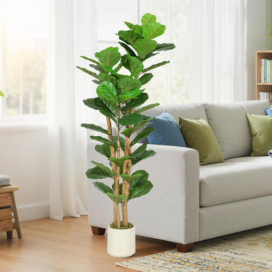 5FT Artificial Fiddle Leaf Fig Tree, Fake Potted Tree, Indoor Decor, Green Artificial Trees Green at Gallery Canada