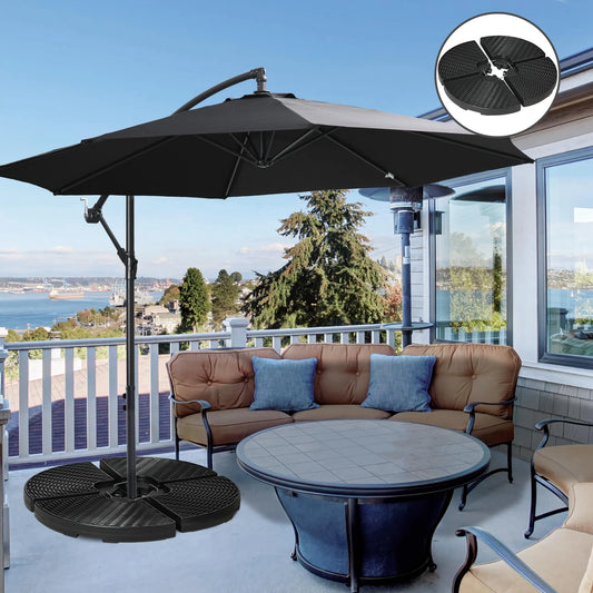 4PCs Cantilever Umbrella Base Weights, Wicker Effect HDPE, Black Umbrella Bases Black at Gallery Canada